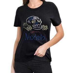 New! Lucky Brand Modelo Skull Graphic Print Top Cotton T-Shirt